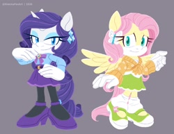 Size: 1444x1113 | Tagged: safe, artist:kanayanga, artist:kiminafoxart, fluttershy, mobianified, my little pony, rarity