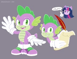 Size: 1444x1113 | Tagged: safe, artist:kanayanga, artist:kiminafoxart, mobianified, my little pony, spike (mlp)