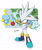 Size: 1000x1183 | Tagged: safe, artist:secretter_zgwl, silver the hedgehog, chao, hedgehog, apple, duo, eyes closed, food, fruit, leaf, looking at them, male, mouth open, neutral chao, psychokinesis, signature, simple background, smile, standing, white background