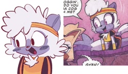 Size: 1488x866 | Tagged: safe, artist:emenens, artist:theravencave, tangle the lemur, lemur, 2022, blushing, chest fluff, clothes, cute, eyelashes, female, headband, idw sonic the hedgehog, looking offscreen, mouth open, open smile, redraw, simple background, smile, solo, tangabetes, white background