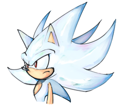 Size: 892x792 | Tagged: safe, artist:saigonical, sonic the hedgehog, hedgehog, 2026, bust, frown, hyper form, hyper sonic, looking offscreen, male, solo