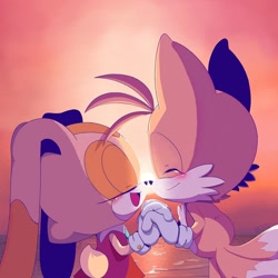 Size: 1440x1438 | Tagged: safe, artist:n4fizz, cream the rabbit, miles "tails" prower, cream x tails, shipping