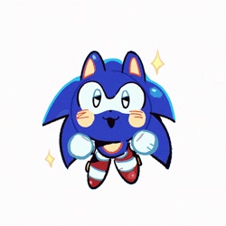 Size: 1476x1476 | Tagged: safe, artist:azure_oo1, sonic the hedgehog, hedgehog, 2026, cute, male, simple background, small, smile, solo, sonabetes, sparkles, white background