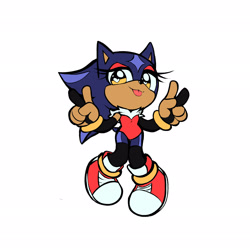 Size: 2048x2048 | Tagged: safe, artist:mercurio-shadowz, oc, oc:stellar the hedgehog, hedgehog, 2026, cute, double v sign, fankid, female, flat colors, looking at viewer, oc only, ocbetes, parent:shadow, parent:sonic, parents:sonadow, simple background, smile, solo, tongue out, v sign, white background
