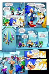 Size: 1626x2480 | Tagged: safe, artist:drawloverlala, amy rose, jet the hawk, mighty the armadillo, miles "tails" prower, ray the flying squirrel, rouge the bat, shadow the hedgehog, sonic the hedgehog, storm the albatross, tangle the lemur, wave the swallow, whisper the wolf, oc, oc:eggette, albatross, armadillo, bat, bird, flying squirrel, fox, hedgehog, human, hybrid, lemur, swallow, wolf, comic:sonic world travel, babylon rogues, blue power pattern, extreme gear, goggles, gray power pattern, green power pattern, hawk, kitsune, other power patterns, paperwork, pink power pattern, racetrack, riders outfit, yellow power pattern
