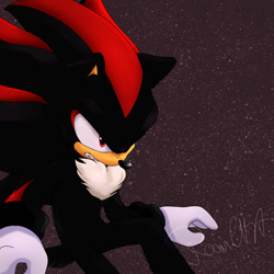 Size: 1280x1280 | Tagged: safe, artist:c137ramc137, shadow the hedgehog, hedgehog, 2021, angry, chest fluff, clenched teeth, frown, looking offscreen, male, signature, solo