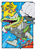 Size: 800x1131 | Tagged: safe, artist:secretter_zgwl, vector the crocodile, crocodile, alternate outfit, alternate shoes, blue background, border, cape, clenched fists, commission, japanese text, looking at viewer, male, mouth open, running, signature, smile, solo, superhero outfit, white border