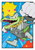 Size: 800x1131 | Tagged: safe, artist:secretter_zgwl, vector the crocodile, crocodile, alternate outfit, alternate shoes, alternate version, blue background, border, cape, clenched fists, commission, looking at viewer, male, mouth open, running, smile, solo, superhero outfit, white border