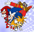 Size: 699x660 | Tagged: safe, artist:blackrat820, knuckles the echidna, miles "tails" prower, robotnik, sonic the hedgehog, echidna, fox, hedgehog, human, 2024, character name, english text, eyewear on head, flat colors, frown, goggles, goggles on head, group, looking at viewer, looking offscreen, male, pointing, quartet, redesign, redraw, smile, smiling at viewer, sonic mega collection, team sonic, text