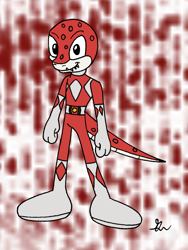 Size: 900x1200 | Tagged: safe, artist:lol20, dinosaur, mighty morphin power rangers, mobianified, power morpher, power ranger, red ranger, species swap, tyrannosarusu rex