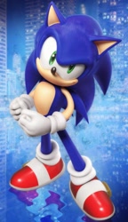 Size: 1182x2048 | Tagged: safe, artist:dokatzo, artist:ubern_1, sonic the hedgehog, hedgehog, sonic adventure, 2026, 3d, looking at viewer, male, redraw, smile, smiling at viewer, solo