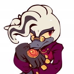 Size: 2048x2048 | Tagged: safe, artist:roorkich, dr. starline, 2026, eyelashes, looking at viewer, male, platypus, simple background, smile, solo, warp topaz, white background, yellow sclera