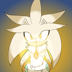 Size: 1181x1181 | Tagged: safe, artist:soramame447, silver the hedgehog, hedgehog, 2024, candle, fire, holding something, looking at viewer, male, solo