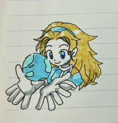Size: 1415x1483 | Tagged: safe, artist:soramame447, maria robotnik, human, earth, female, markerwork, planet, simple background, smile, solo, traditional media