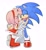 Size: 1792x1948 | Tagged: safe, artist:_b_l_e_e_m_, amy rose, sonic the hedgehog, hedgehog, amy x sonic, collar, duo, female, hand on another's arm, lidded eyes, looking at each other, looking at them, male, mouth open, shipping, simple background, smile, standing, straight, white background