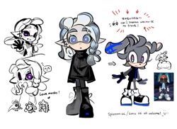 Size: 1390x1013 | Tagged: safe, artist:_b_l_e_e_m_, oc, rabbit, sonic forces, 2025, chinese text, english text, female, humanoid, mask, oc only, reference inset, simple background, splatoon, standing, white background
