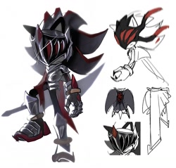 Size: 1620x1548 | Tagged: safe, artist:_b_l_e_e_m_, shadow the hedgehog, hedgehog, sonic and the black knight, sonic x shadow generations, armor, holding something, male, simple background, sir lancelot, solo, standing, sword, weapon, white background