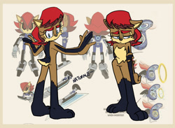 Size: 1929x1412 | Tagged: safe, artist:tracingpapier, sally acorn, chipmunk, 2023, alternate universe, character reference, english text, female, mecha sally, nude, solo