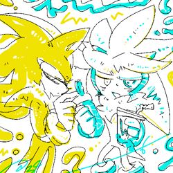 Size: 500x500 | Tagged: safe, artist:34_6, shadow the hedgehog, silver the hedgehog, 2025, cup, duo, holding something, lidded eyes, limited palette, mouth open, signature, simple background, standing, white background