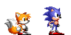 Size: 384x192 | Tagged: safe, artist:scarlettjett34, miles "tails" prower, sonic the hedgehog, sonic cd, 2023, classic sonic, classic tails, duo, looking offscreen, pixel art, redraw, simple background, standing, style emulation, transparent background
