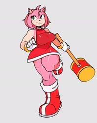 Size: 1618x2048 | Tagged: safe, artist:ryuuu_k1, amy rose, piko piko hammer