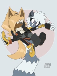 Size: 1536x2048 | Tagged: safe, artist:neostricker, tangle the lemur, whisper the wolf, 2026, duo, lesbian, shipping, sitting, sitting on them, tangle x whisper, valentine's day