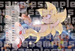 Size: 2052x1389 | Tagged: safe, artist:sk_rokuro, cubot, egg pawn, orbot, robotnik, sonic the hedgehog, super sonic, human, series:sonic fan calendar 2025, 2024, chili dog, death egg robot, earth, eggmobile, food, group, hand behind head, holding something, licking lips, obtrusive watermark, planet, robot, space, star (sky), super form, watermark