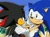 Size: 632x472 | Tagged: safe, shadow the hedgehog, sonic the hedgehog, sonic x, daytime, duo, edit, editor needed, gay, holding each other, looking at each other, outdoors, shadow x sonic, shipping, smile, standing