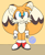 Size: 1756x2133 | Tagged: safe, artist:stanime_, miles "tails" prower, :3, cute, flat colors, front view, fur markings, looking offscreen, no pupils, redesign, simplistic background, smile, solo, standing, tailabetes