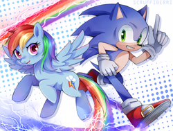 Size: 3663x2772 | Tagged: safe, artist:scruffiberri, sonic the hedgehog, my little pony, rainbow dash