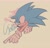 Size: 2048x1977 | Tagged: safe, artist:tamjeong_sonic, sonic the hedgehog, 2025, brown background, bust, character name, grin, looking offscreen, simple background, smile, solo, tree