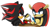 Size: 643x341 | Tagged: safe, artist:marufabegum, mighty the armadillo, shadow the hedgehog, 2020, arm wrestling, armband, duo, fingerless gloves, frown, gloves, holding hands, lidded eyes, looking at each other, simple background, smile, table, white background