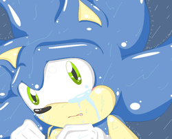 Size: 866x699 | Tagged: safe, artist:zorozorizorori, sonic the hedgehog, 2010, crying, frown, looking at viewer, rain, sad, solo, tears, tears of sadness