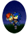 Size: 543x666 | Tagged: safe, artist:risziarts, sally acorn, sonic the hedgehog, chipmunk, hedgehog, 2018, carrying them, chibi, duo, female, grass, looking up, male, nighttime, outdoors, pointing, sally x sonic, sally's ringblader outfit, shipping, star (sky), straight, walking