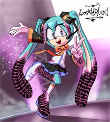 Size: 2283x2553 | Tagged: safe, artist:luxifercrux, rabbit, female, hatsune miku, mobianified, vocaloid