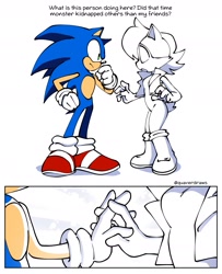 Size: 1449x1782 | Tagged: safe, artist:quaverdraws, sally acorn, sonic the hedgehog, chipmunk, hedgehog, 2025, comic, dialogue, english text, female, male, sally's vest and boots, sonic generations