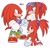 Size: 1534x1478 | Tagged: safe, artist:mossan315, knuckles the echidna, echidna, 2022, alternate hairstyle, frown, goggles, grin, hair up, male, ponytail, riders outfit, simple background, smile, solo, sonic riders, standing, white background
