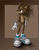 Size: 800x1016 | Tagged: safe, artist:swirlything, sonic the hedgehog, 2008, aged down, alternate eye color, blue shoes, brown eyes, brown fur, cheek fluff, chest fluff, gloves, hand on hip, headcanon, looking offscreen, shoelaces, shoes, shoulder fluff, smile, solo, standing, teenager
