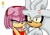 Size: 3508x2480 | Tagged: safe, artist:filibolt, artist:paige-the-unicorn, amy rose, silver the hedgehog, 2018, angry, base used, cleavage, cross popping vein, crying, duo, floppy ears, frown, protecting, sad, shipping, silvamy, simple background, straight, tears, tears of sadness, white background
