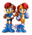 Size: 1280x1427 | Tagged: safe, artist:slliphylla, sally acorn, chipmunk, 2024, duo, female, low res, outfit swap, sally's ringblader outfit, sally's vest and boots, self paradox, simple background, thumbs up, white background