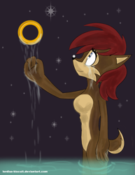 Size: 1275x1650 | Tagged: safe, artist:lordius-biscuit, sally acorn, chipmunk, 2014, female, nudity, ring, solo, sparkles, tears, water, wet