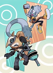 Size: 1454x2000 | Tagged: safe, artist:veeloopz, tangle the lemur, whisper the wolf