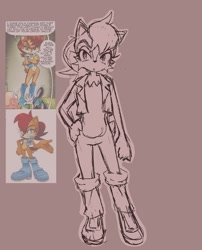 Size: 1630x2017 | Tagged: safe, artist:shayb_but_arts, sally acorn, chipmunk, 2026, female, pose, sally's vest and boots, sketch, solo, standing