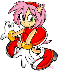 Size: 1080x1350 | Tagged: safe, artist:lazaruscross, amy rose, human, 2025, eye clipping through hair, eyebrow clipping through hair, eyelashes, humanized, looking at viewer, partially humanized, simple background, smile, smiling at viewer, solo, style emulation, uekawa style, white background