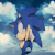 Size: 50x50 | Tagged: safe, artist:aoki6311, editor:sonicgirlfriend65, sonic the hedgehog, hedgehog, 2016, animated, clouds, edit, emoticon, gif, low res, smile, solo, thumbs up, wink