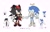 Size: 2192x1420 | Tagged: safe, artist:bb_meronpan, shadow the hedgehog, sonic the hedgehog, 2025, alternate outfit, alternate shoes, angel wings, duo, halo, horns, infinity symbol, jacket, japanese text, mouth open, simple background, smile, standing, white background, wings