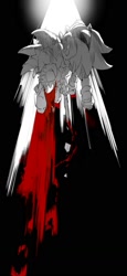 Size: 728x1578 | Tagged: safe, artist:bb_meronpan, shadow the hedgehog, sonic the hedgehog, 2025, blood, duo, from behind, greyscale, monochrome, standing, walking