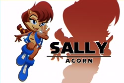 Size: 4096x2731 | Tagged: safe, artist:mistajonz, sally acorn, chipmunk, 2026, english text, female, running, sally's vest and boots, solo, sonic advance, sonic satam
