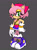 Size: 1280x1707 | Tagged: safe, artist:sour-sprite, editor:sour-sprite, amy rose, 2025, alternate hairstyle, alternate outfit, bag, boots, choker, clothes, edit, eyelashes, eyeshadow, gloves, grey background, hand on hip, headscarf, heart chest, lidded eyes, looking at viewer, redesign, shoelaces, simple background, skirt, smile, socks, solo, standing, topless