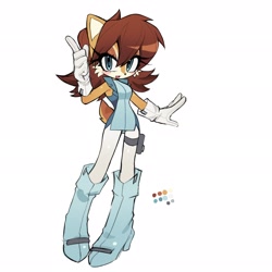 Size: 2048x2048 | Tagged: safe, artist:candleyy, sally acorn, chipmunk, 2026, alternate outfit, clothes, female, looking at viewer, simple background, solo, white background